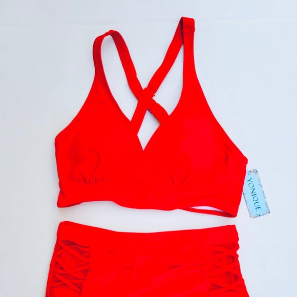 Yonique Bikini Swimsuits High Waisted Swimwear Tummy Control Large - Picture 4 of 9